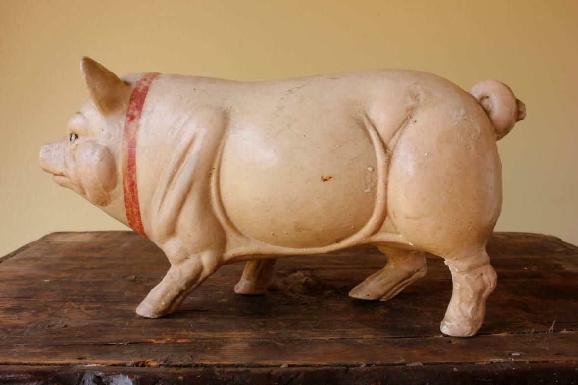 German Papier Mache Pig. Butcher Shop Display Model. Toy. C1890. photo Home Decor