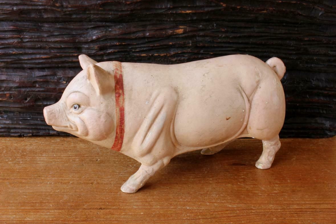photo vinterior German Papier Mache Pig. Butcher Shop Display Model. Toy. C1890.