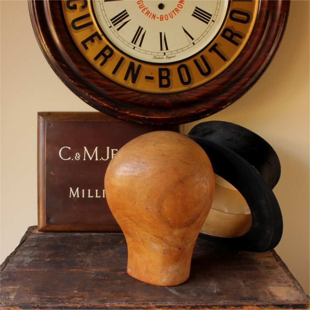 Size 49 Wig Block. Small French Wooden Milliner's Head Hat Display Stand photo Home Decor