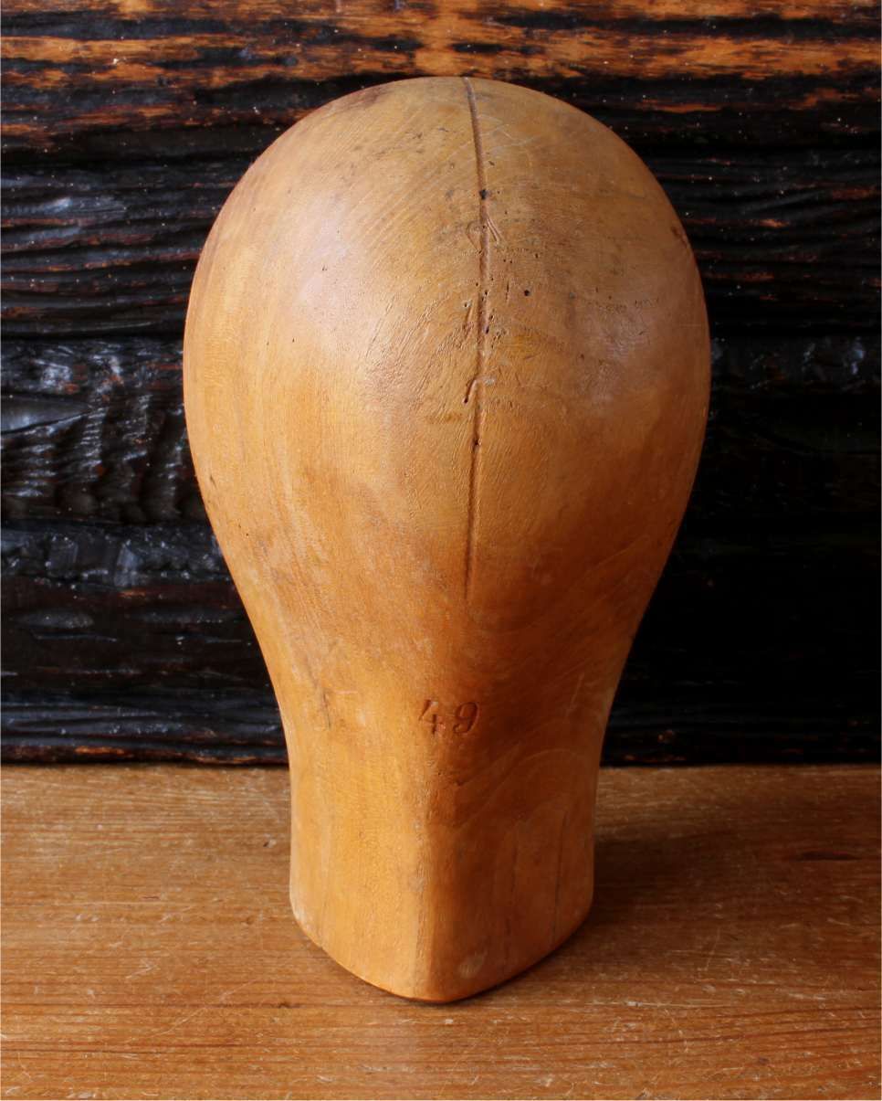Size 49 Wig Block. Small French Wooden Milliner's Head Hat Display Stand photo vintage
