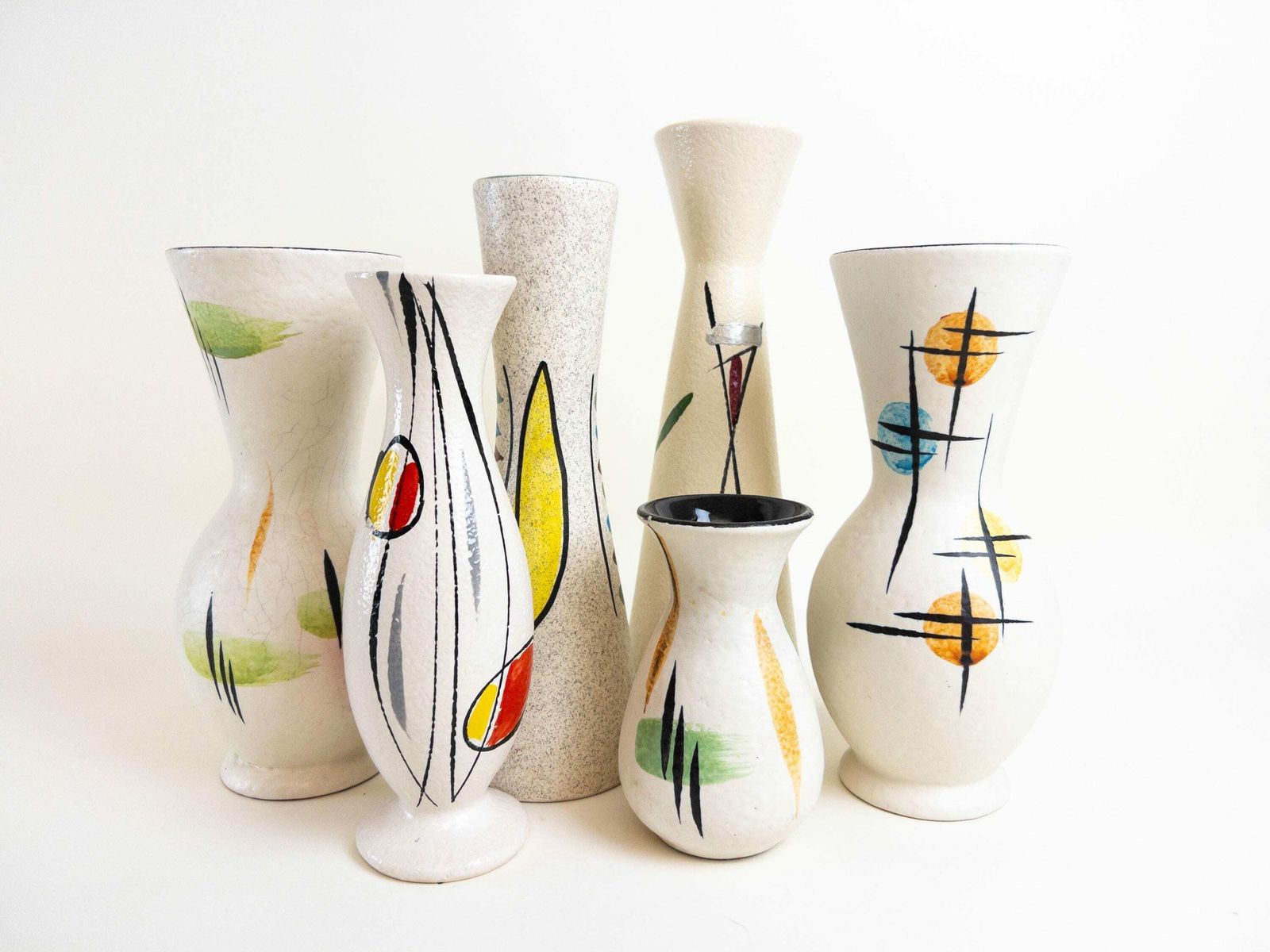 photo for sale Scheurich Und Greulich 1950s Mid Century Vase   Hand Painted West German Pottery Vase 28 Cm Tall