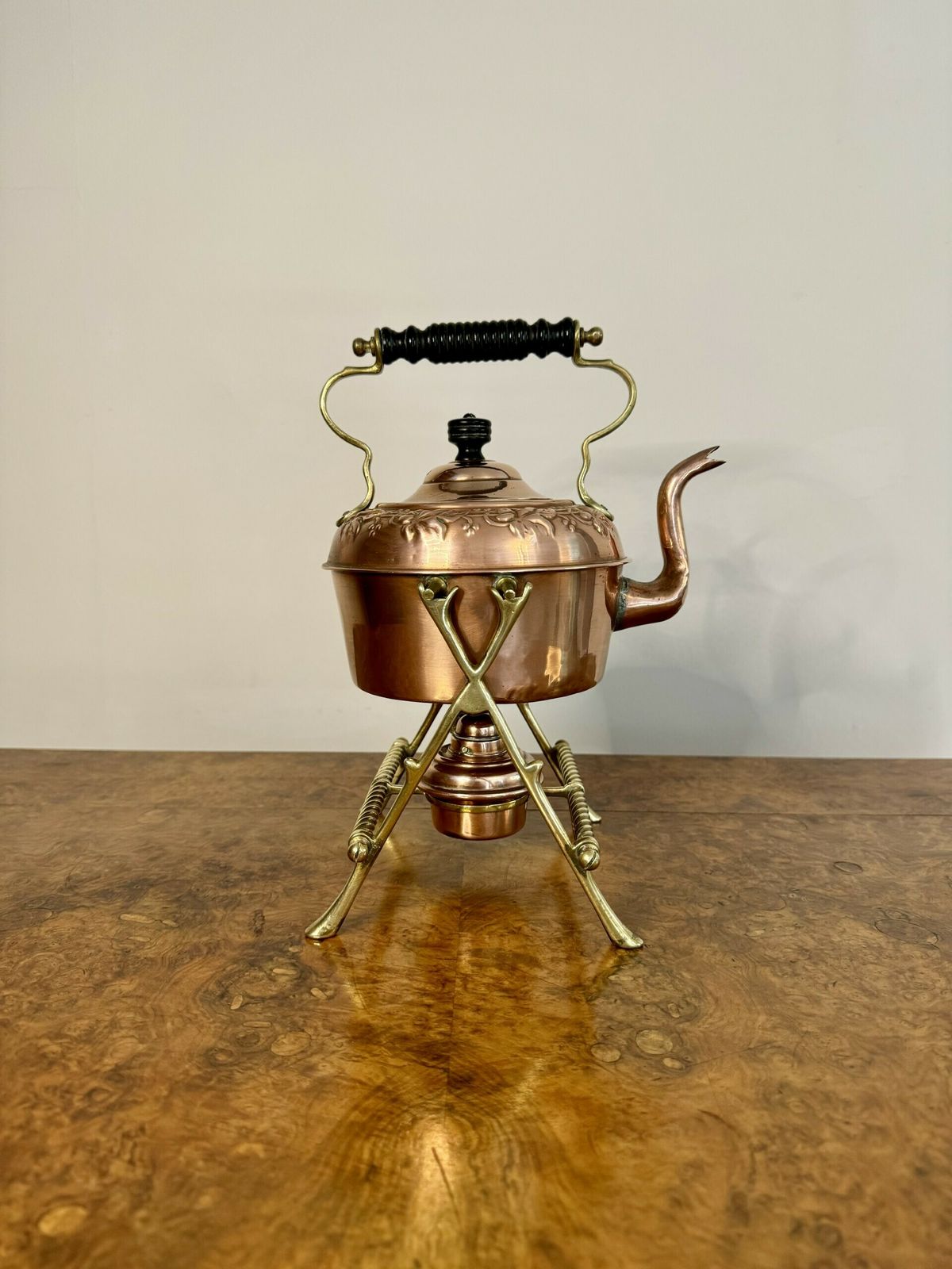 Wonderful Antique Quality Copper And Brass Spirit Kettle And Stand photo Home Decor