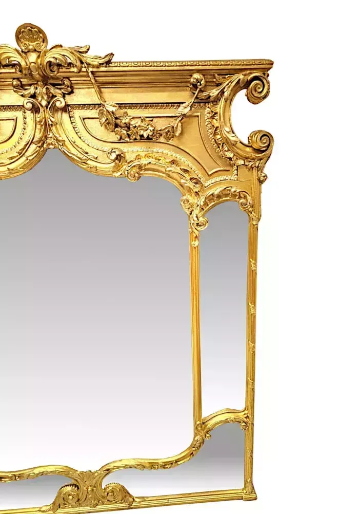 A Very Rare And Impressive 19th Century Giltwood Margin Overmantel Mirror photo for sale