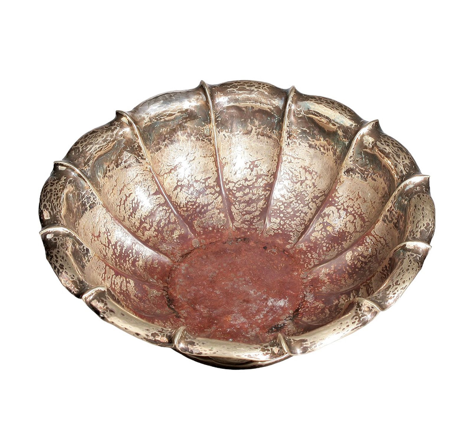 1910s Vienna Secession Patinated Silvered Metal Veined Serving Bowl/Centerpiece Designed By Dagobert Peche For Wiener Werkstätte, Austria photo buy