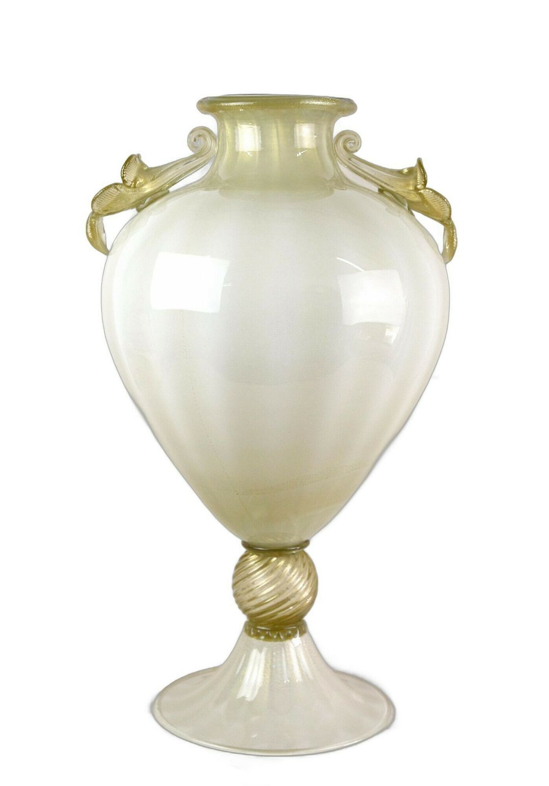 21th Century Golden/ Beige Murano Amphora Vase By Gabbiani Venezia, Italy