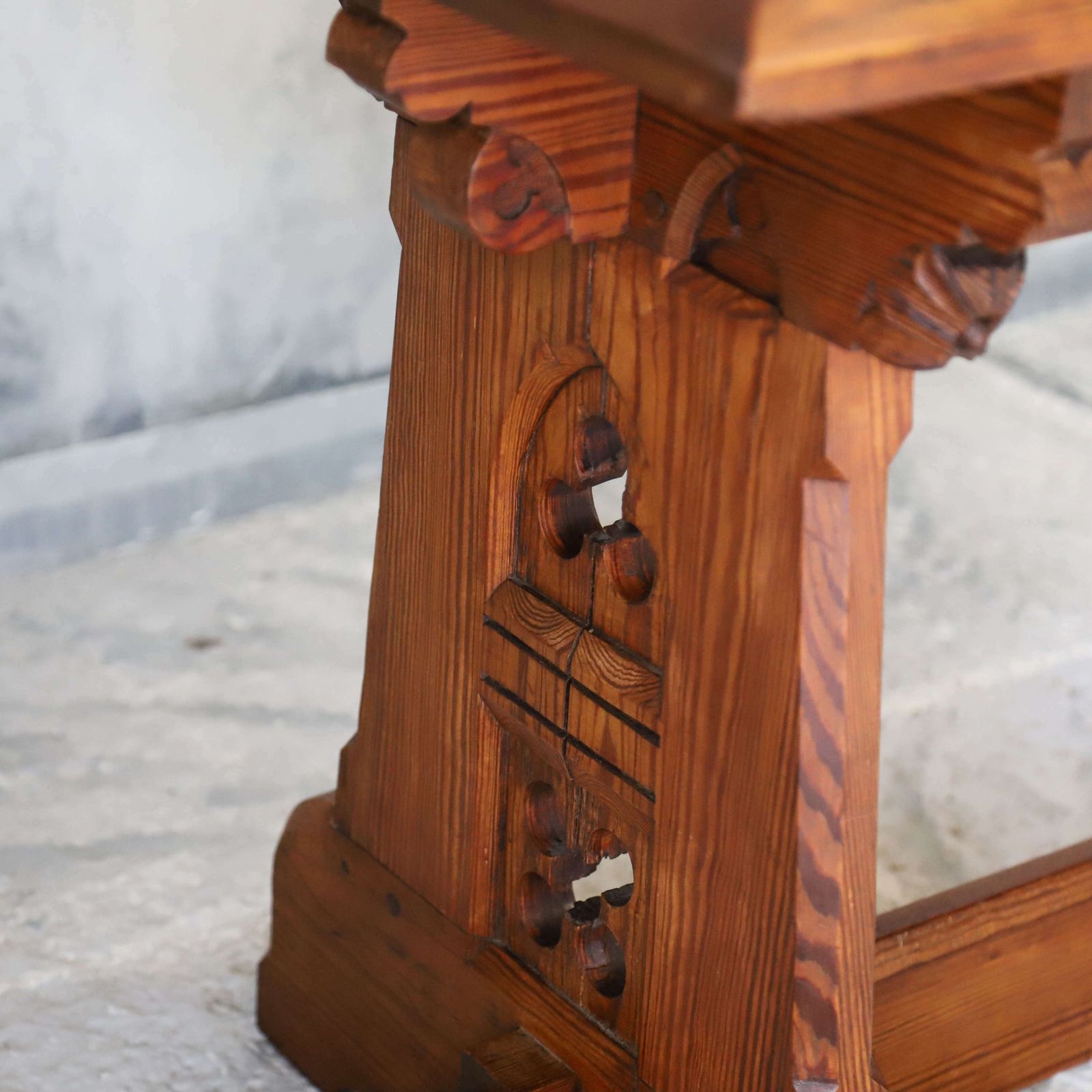 English 19th Century Pitch Pine Gothic Altar Table Manner Of Aw Pugin photo buy