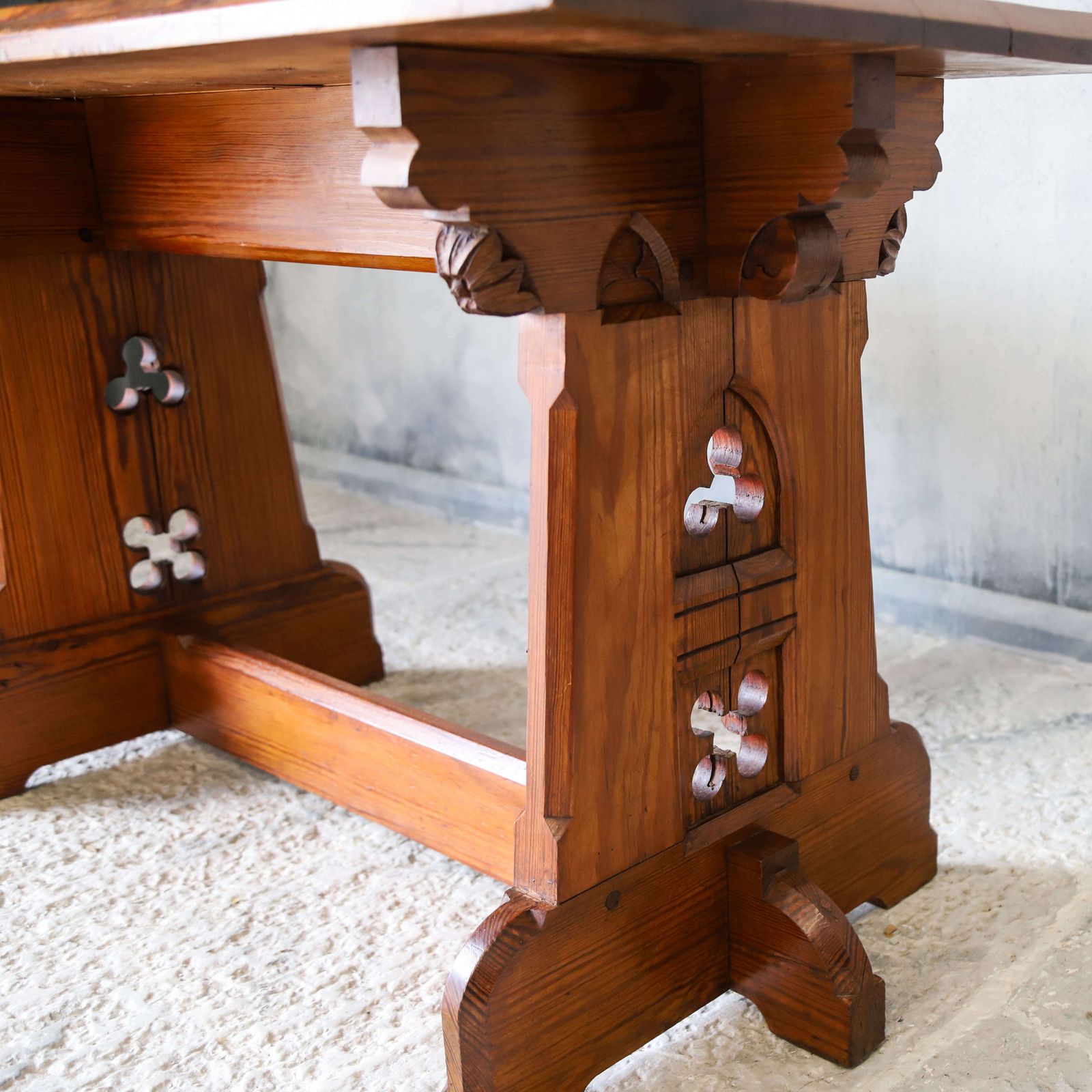 1275.0 English 19th Century Pitch Pine Gothic Altar Table Manner Of Aw Pugin photo
