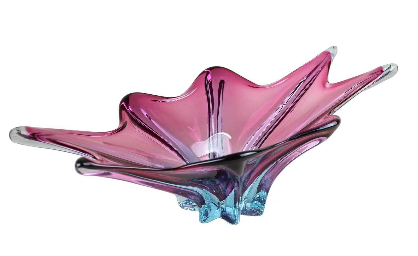 Mid Century Murano Glass Bowl, Purple/ Blue Tones, Italy Ca. 1960