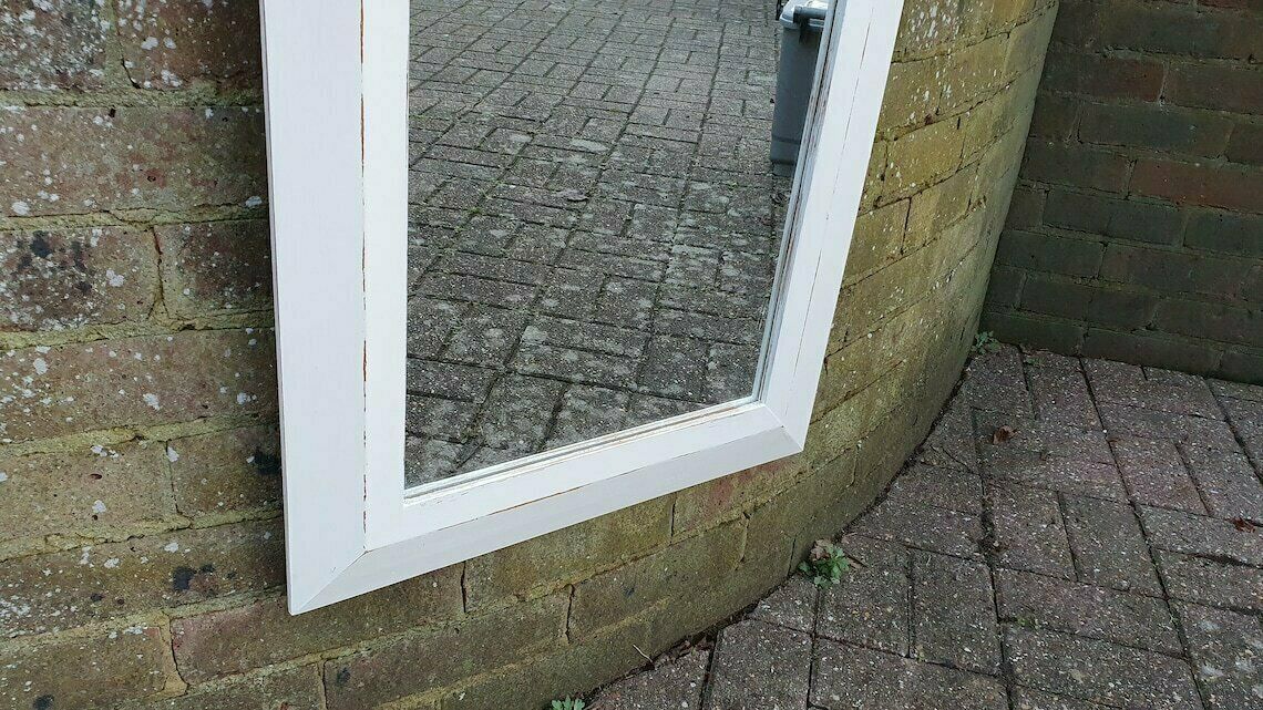 Painted Pine Mirror In Farrow And Ball Wimborne White Estate Eggshell. photo 85.0