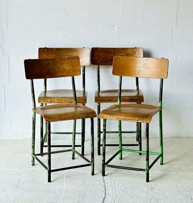 Industriële Schoolstoelen, Ca. Jaren 1960, Set Van 4 photo furniture
