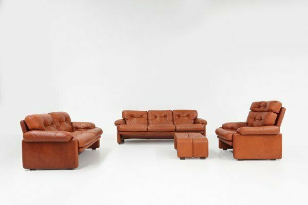 Brown Leather 2 Seater Sofa Coronado By Tobia Scarpa For B&B Italia, Italy, 1960s photo furniture