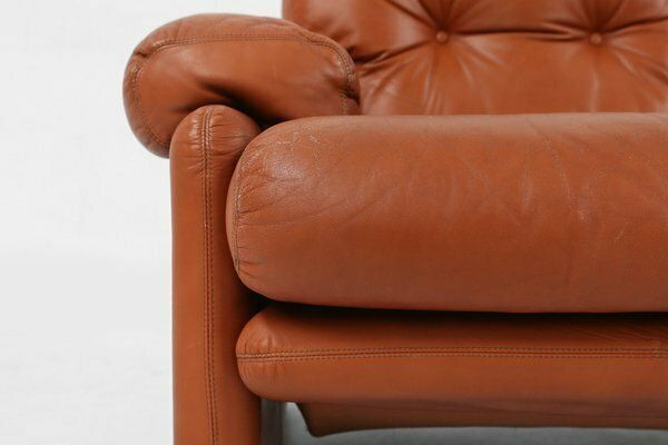 Brown Leather 2 Seater Sofa Coronado By Tobia Scarpa For B&B Italia, Italy, 1960s photo vinterior