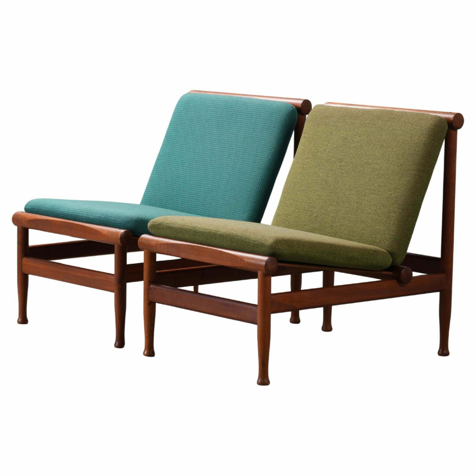 Set Van 2 Lounge Stoelen Van Kai Lyngfeld Larsen In Teakhout, Denemarken, Ca. Jaren 1960