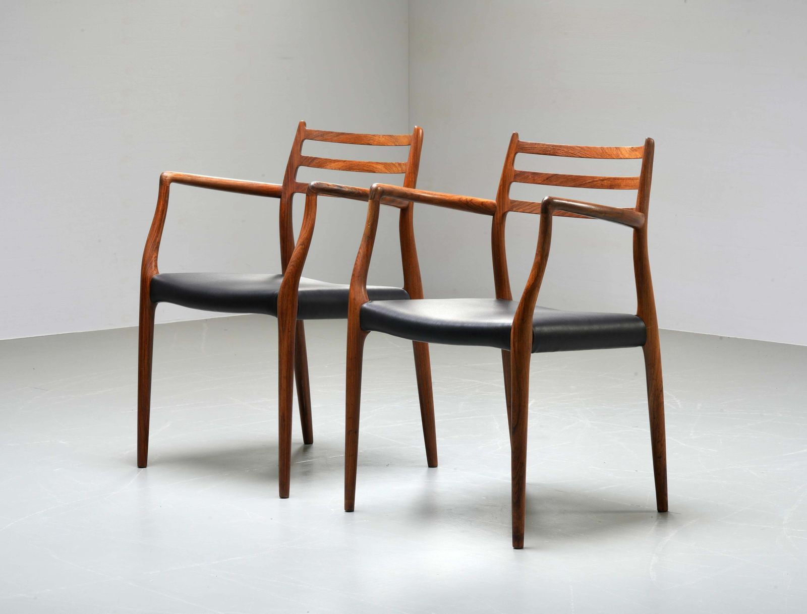 Niels Otto Mølller Set Of Two Chair 62 In Rosewood And Leather, Denmark, 1960's photo furniture