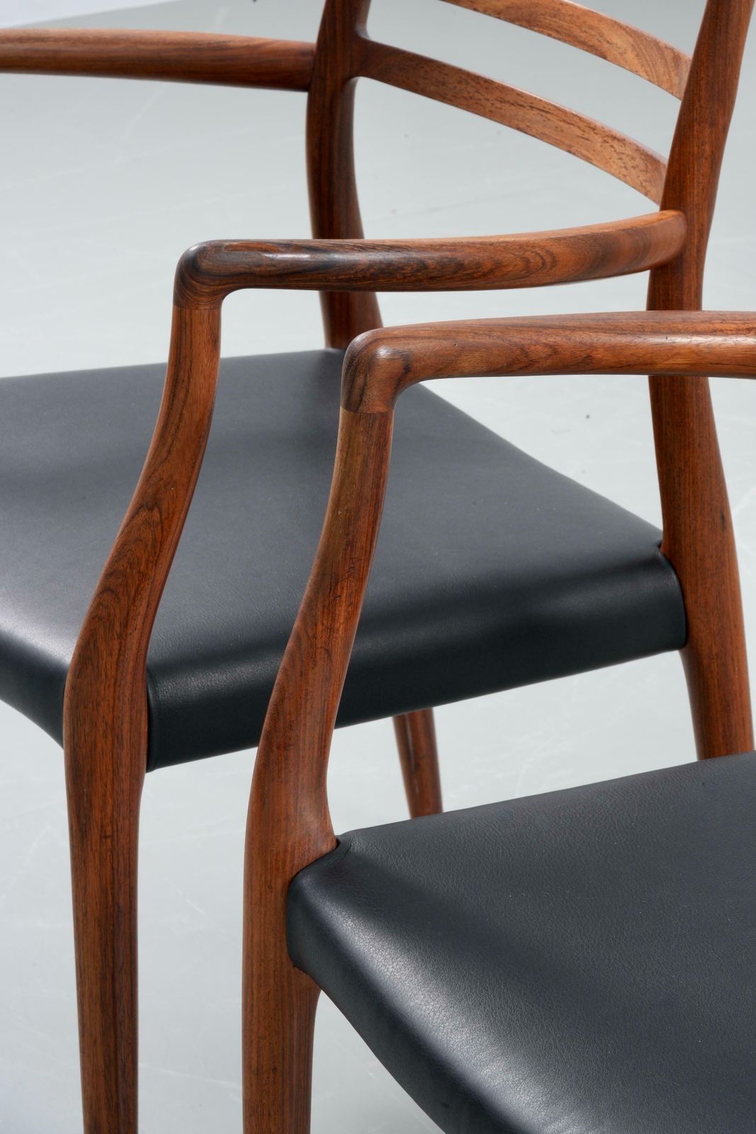 Niels Otto Mølller Set Of Two Chair 62 In Rosewood And Leather, Denmark, 1960's photo for sale