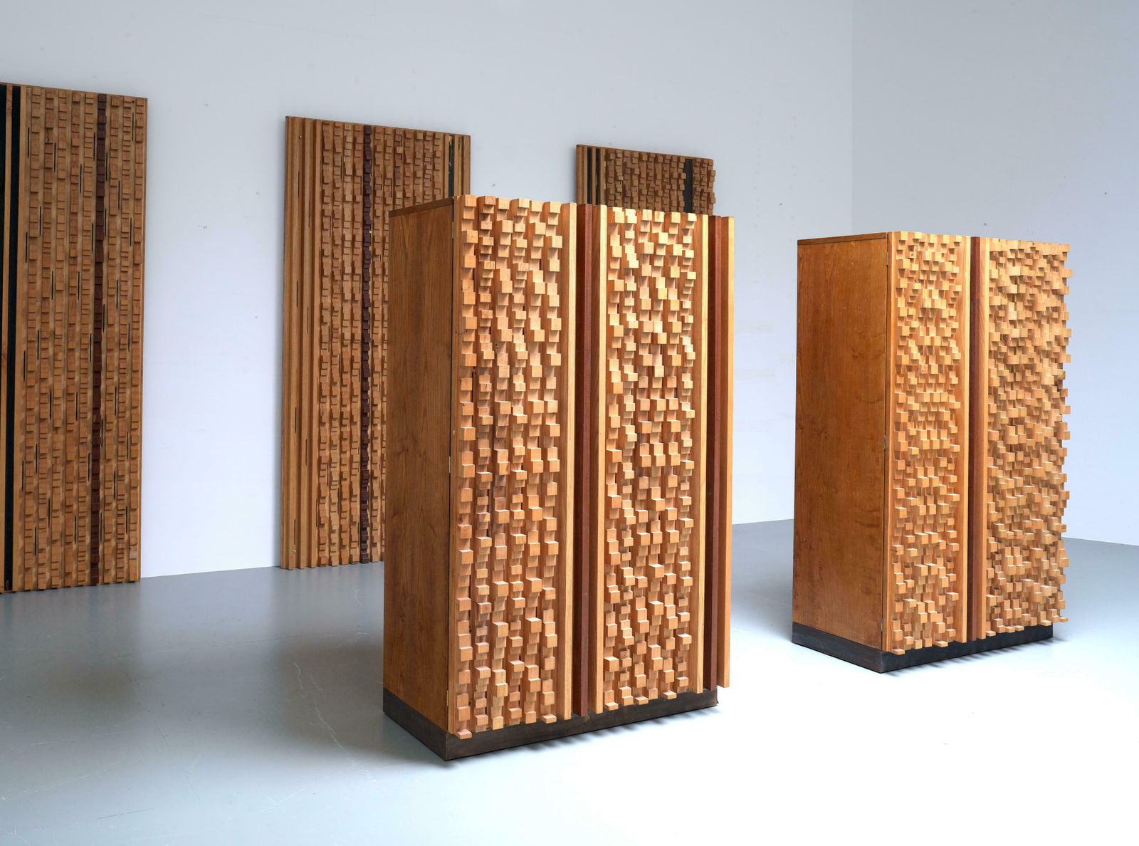 Set Of 2 Cabinets In Beech And Ash By Stefano D'amico, Italy, 1974 photo furniture