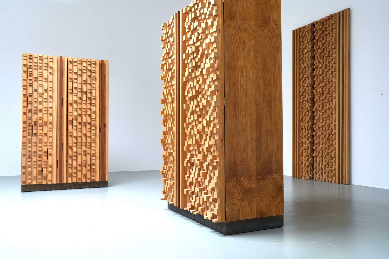 photo for sale Set Of 2 Cabinets In Beech And Ash By Stefano D'amico, Italy, 1974