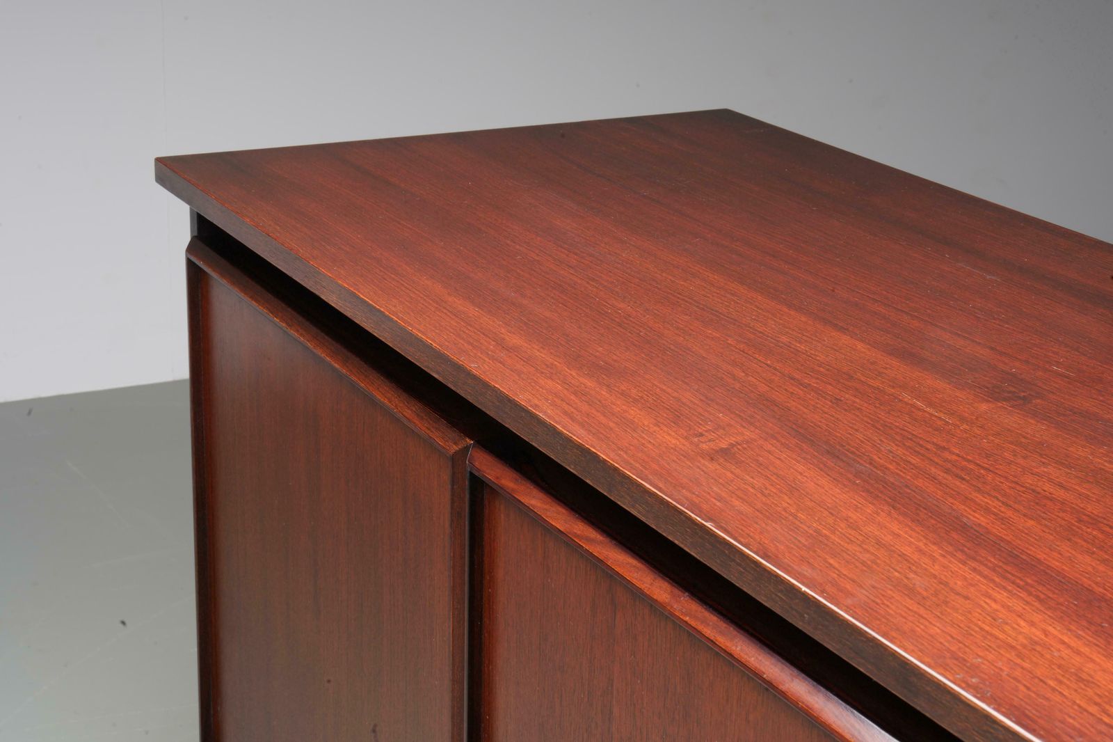 Large 4 Door Credenza In Mahogany And Teak, Italy, 1960's photo vinterior