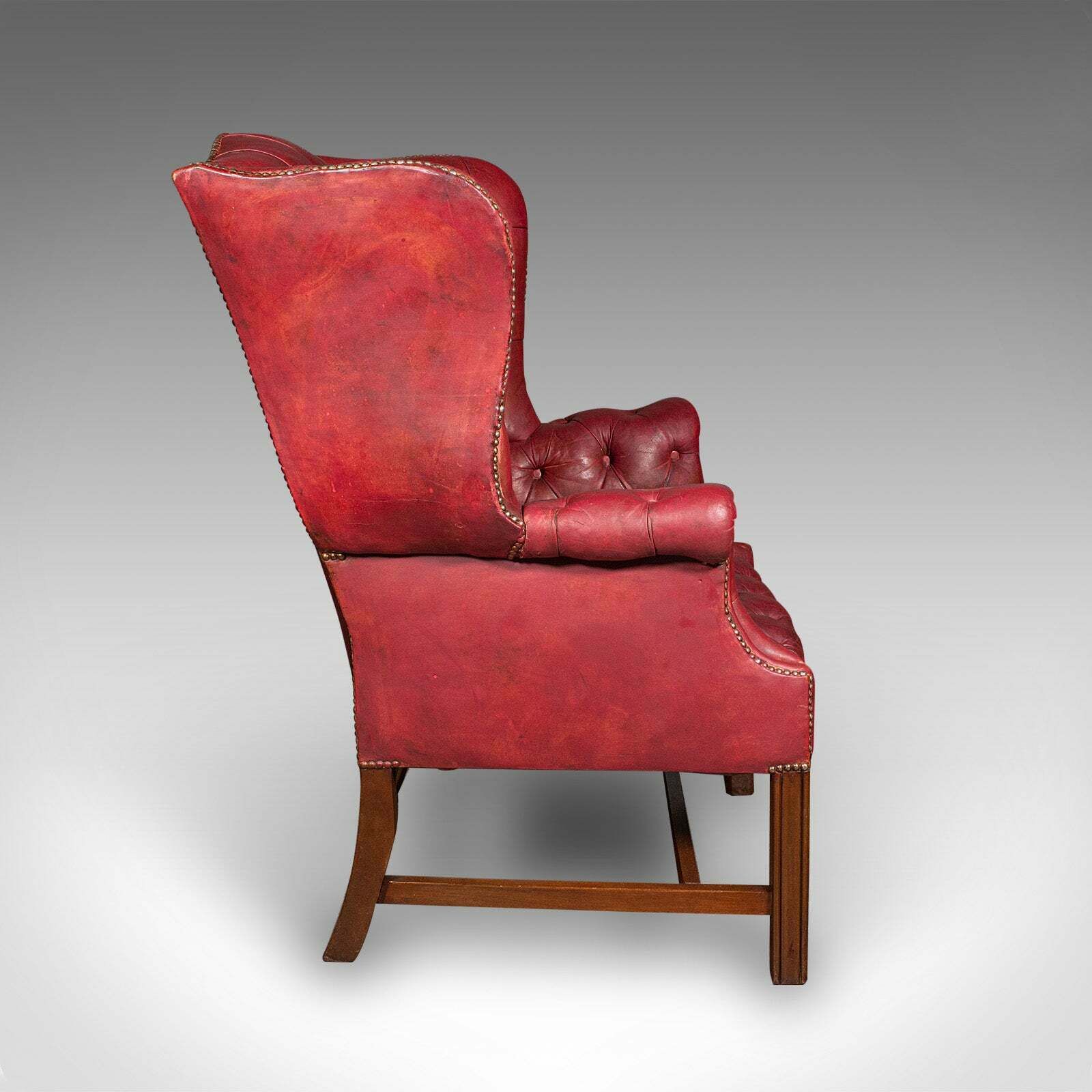 Antique Fireside Wing Back Armchair, English, Leather, Lounge Chair, Edwardian photo for sale