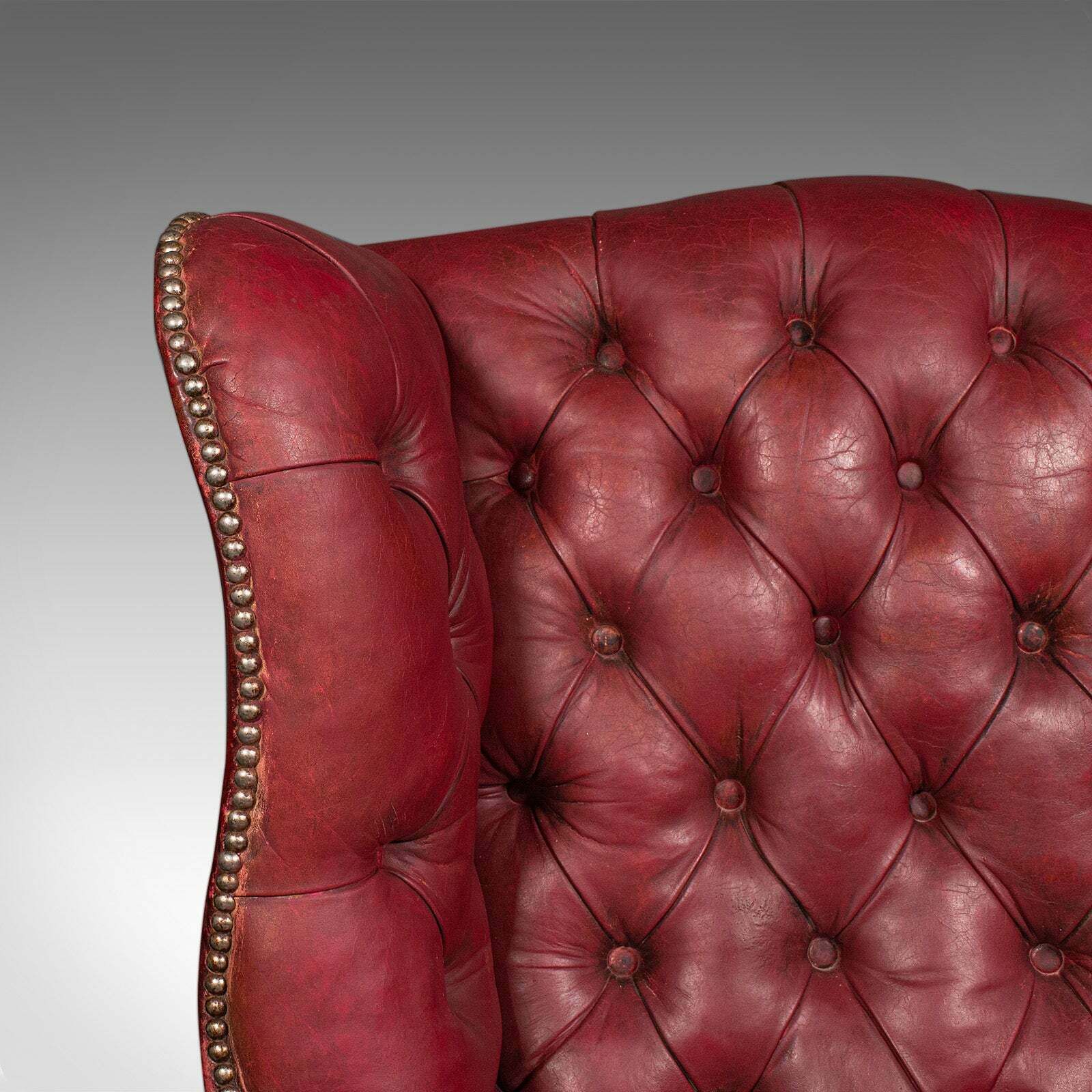 Antique Fireside Wing Back Armchair, English, Leather, Lounge Chair, Edwardian photo vintage