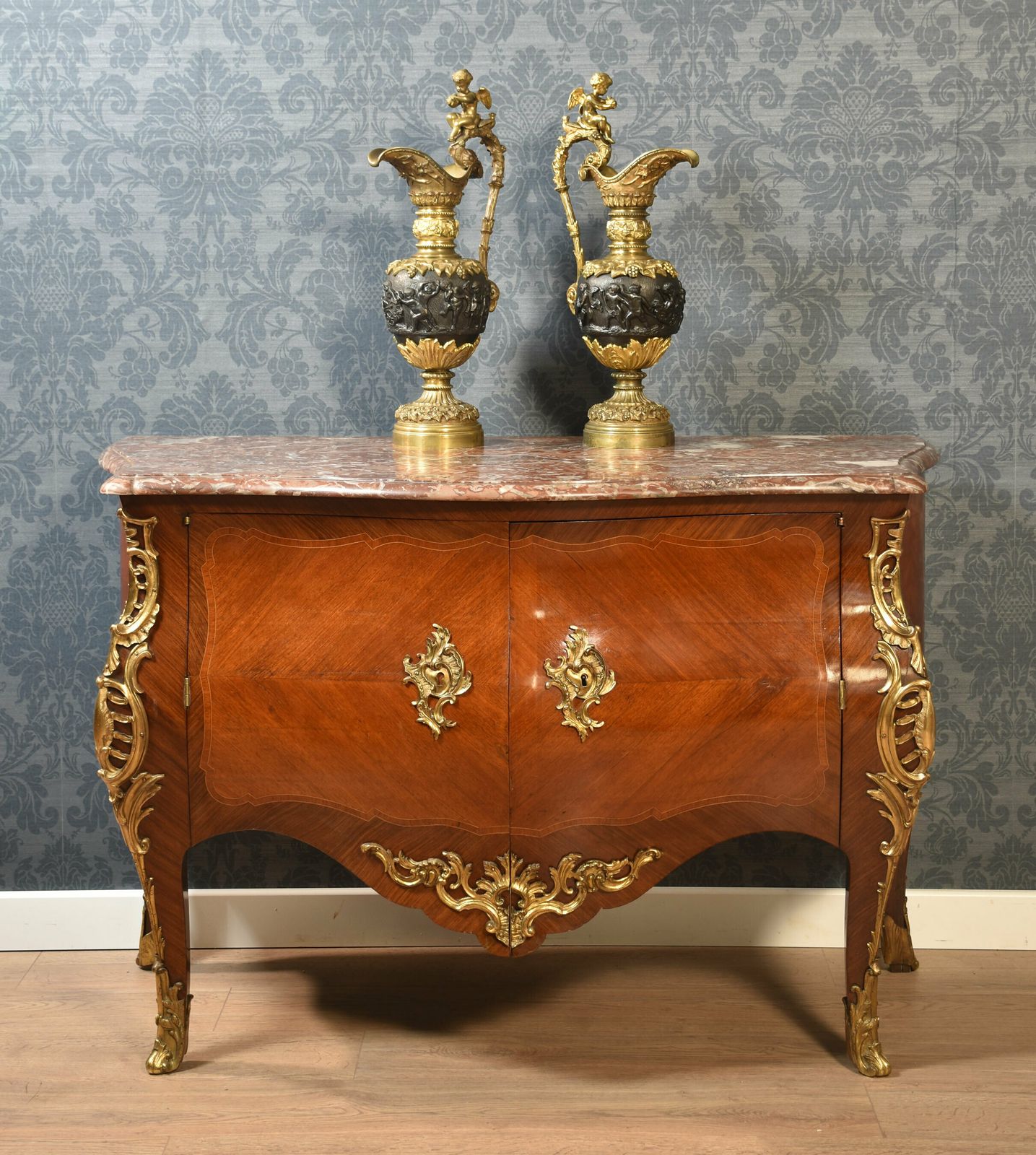 photo for sale Pair Of Renaissance Style French Patinated Bronze Ewers