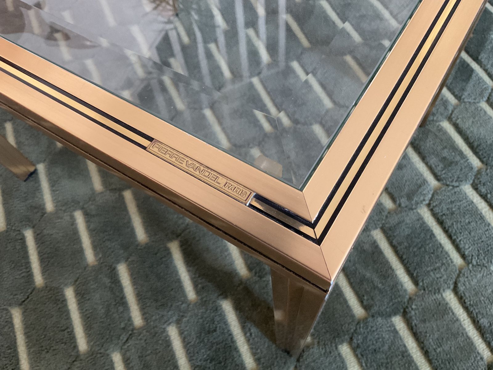 Pierre Vandel Paris Glass Coffee Table In Art Deco, Antique Style photo Furniture