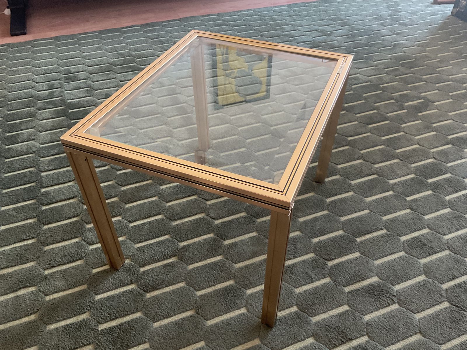 Pierre Vandel Paris Glass Coffee Table In Art Deco, Antique Style