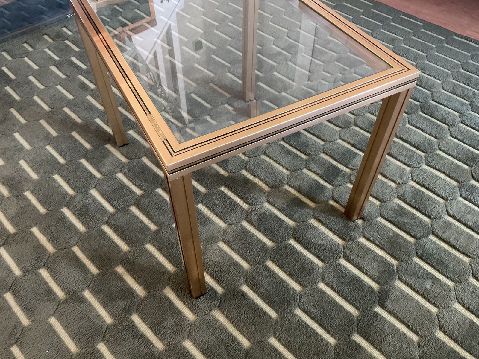 Pierre Vandel Paris Glass Coffee Table In Art Deco, Antique Style photo vintage