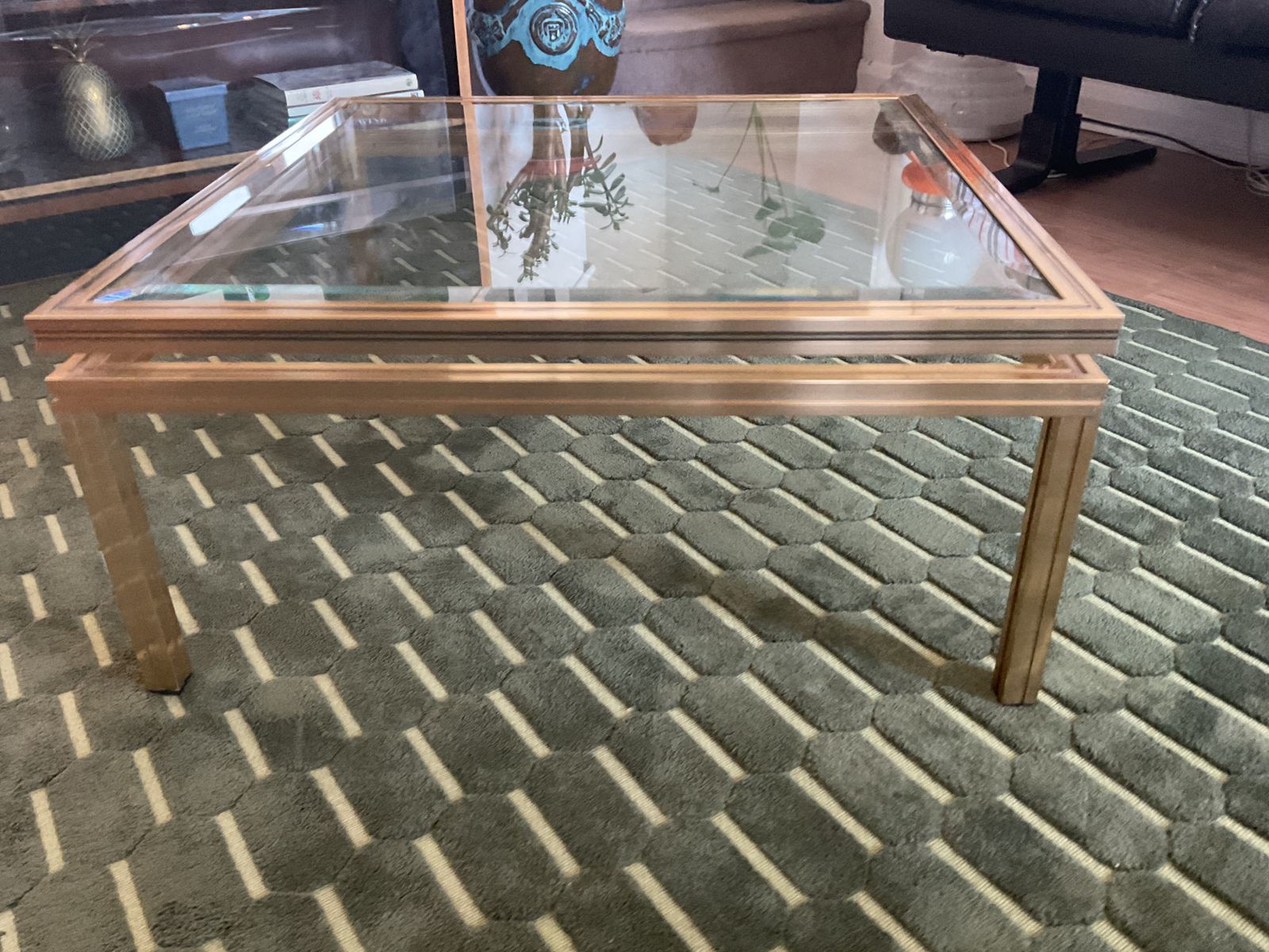 Pierre Vandel Paris Glass Coffee Table In Art Deco, Antique Style photo Furniture