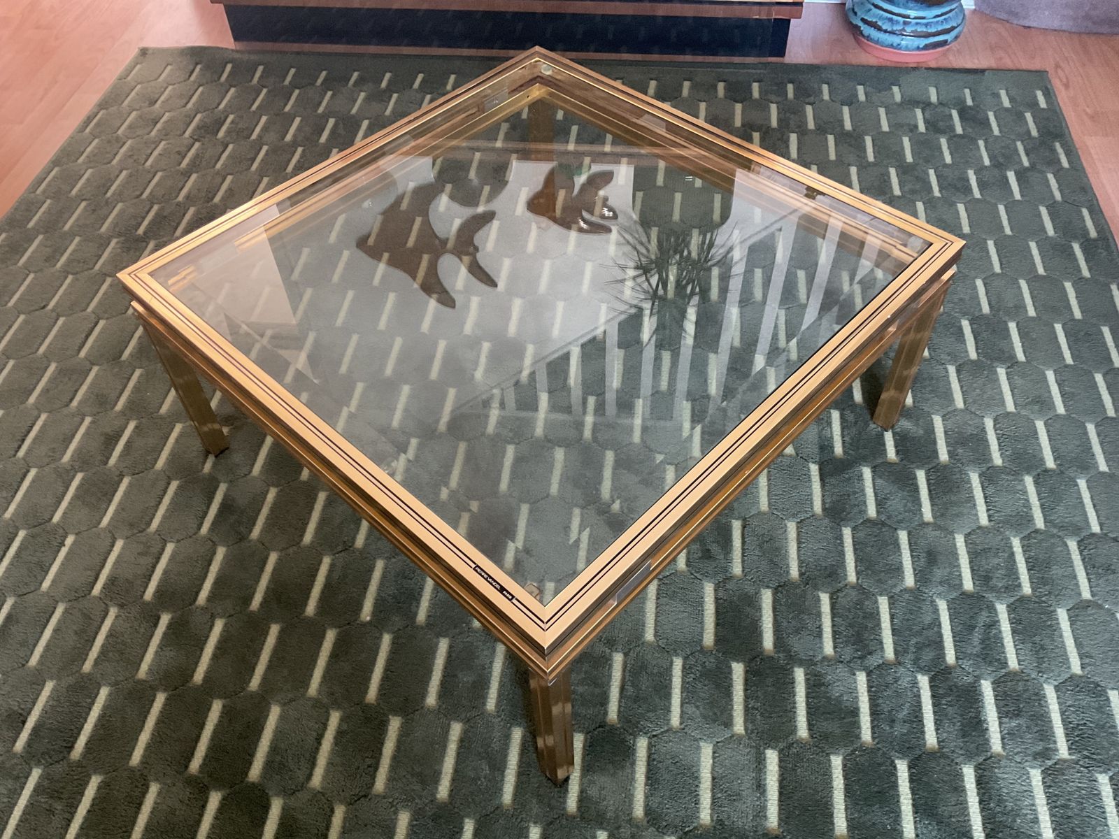 Pierre Vandel Paris Glass Coffee Table In Art Deco, Antique Style