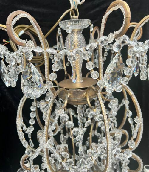 A Very Large 24 Light Florentine Beaded Gilt Antique Chandelier photo furniture
