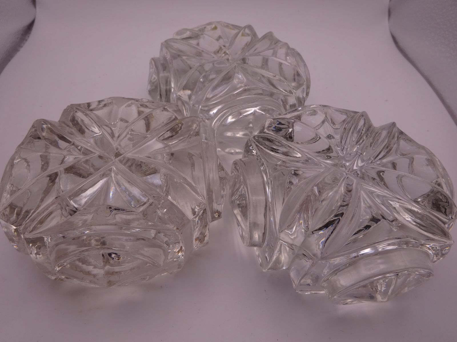photo furniture 3 Antique Pressed Glass Furniture Feet/Castor Cups