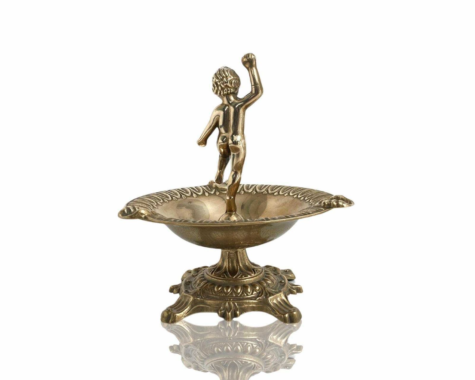 Sigaren Ashtray Messing | 1 Stuk | Putti Of Jongensbeeldje | Vintage photo furniture