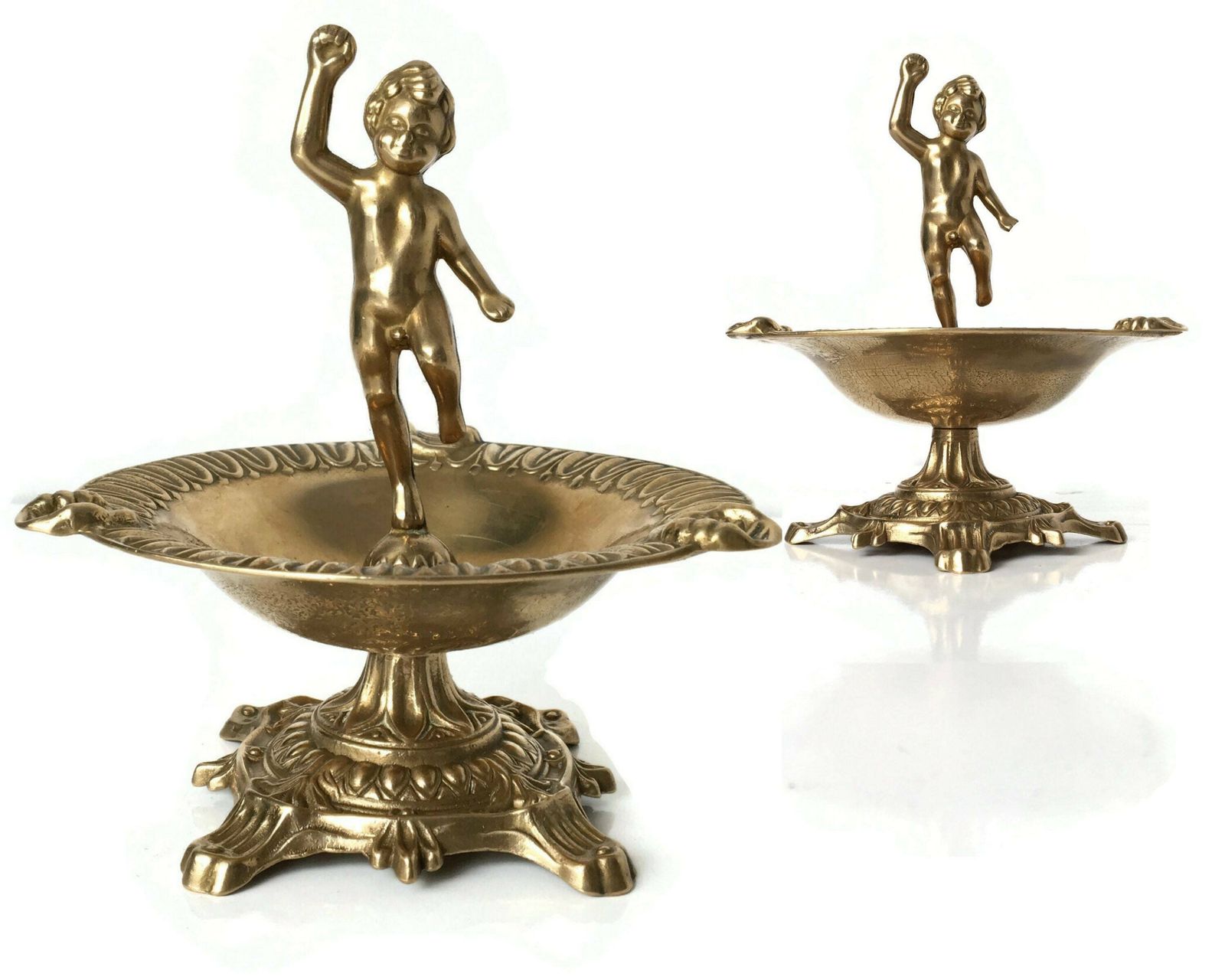 Sigaren Ashtray Messing | 1 Stuk | Putti Of Jongensbeeldje | Vintage photo Woonaccessoires