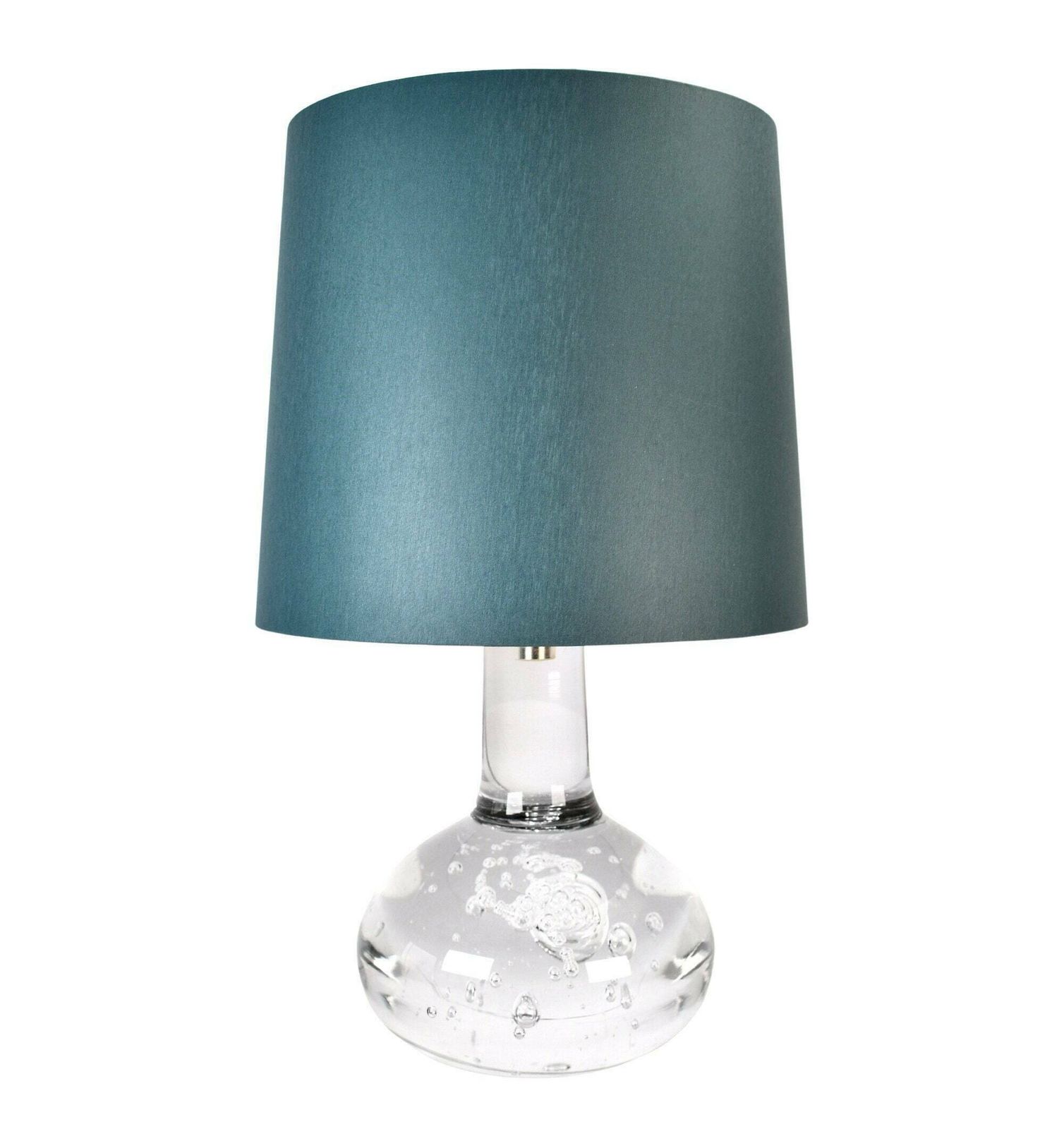 1975 Floris Meydam For Royal Leerdam Solid Glass Table Lamp Bubbles | Modernist Minimalist Clear Accent Light Green Atomic Age Space Mcm