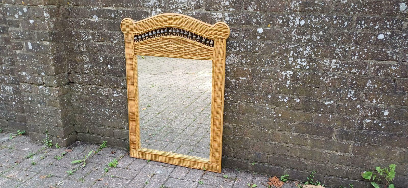Huge Bamboo Rattan Wicker Cane Decorative Wall Mirror