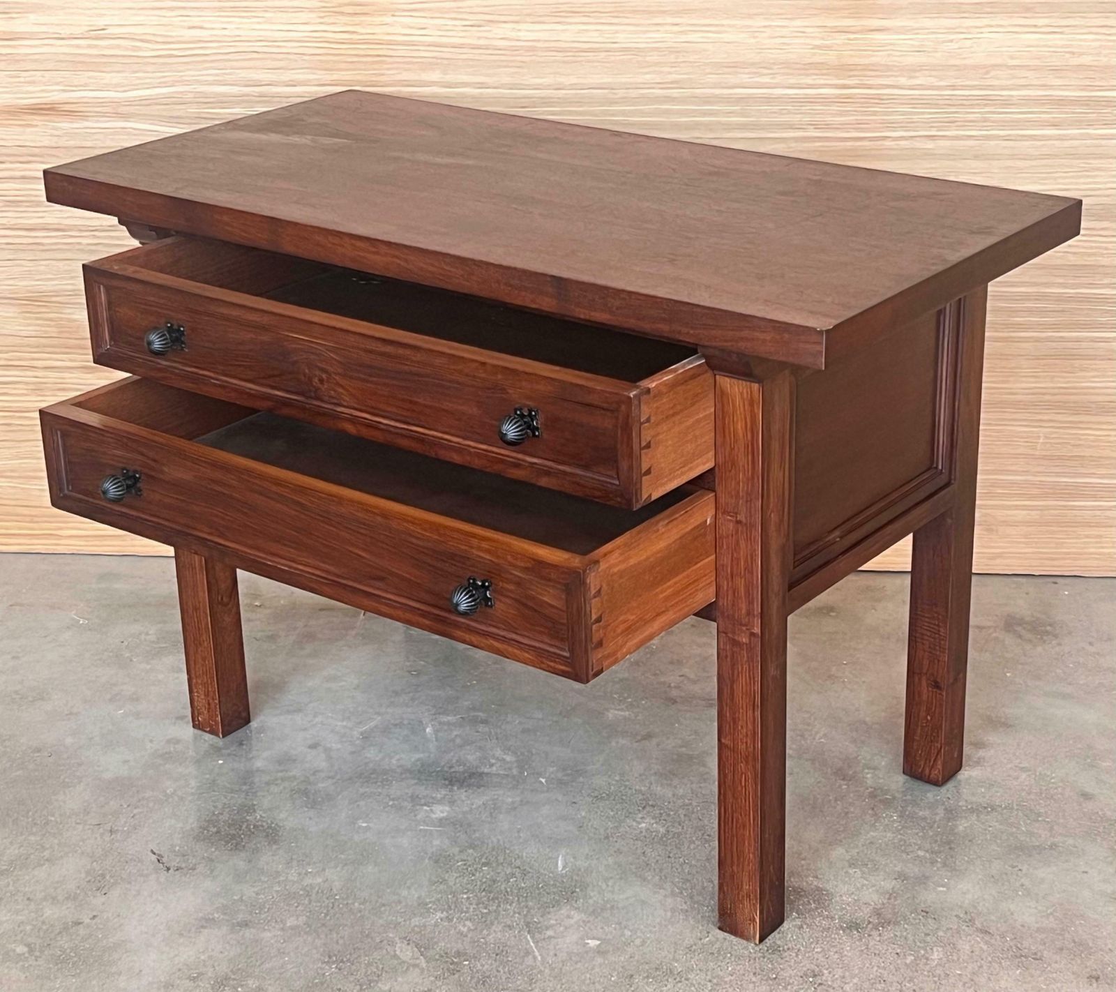photo furniture 20th Century Spanish Nightstand Or Side Table With Two Drawers And Iron Hardware
