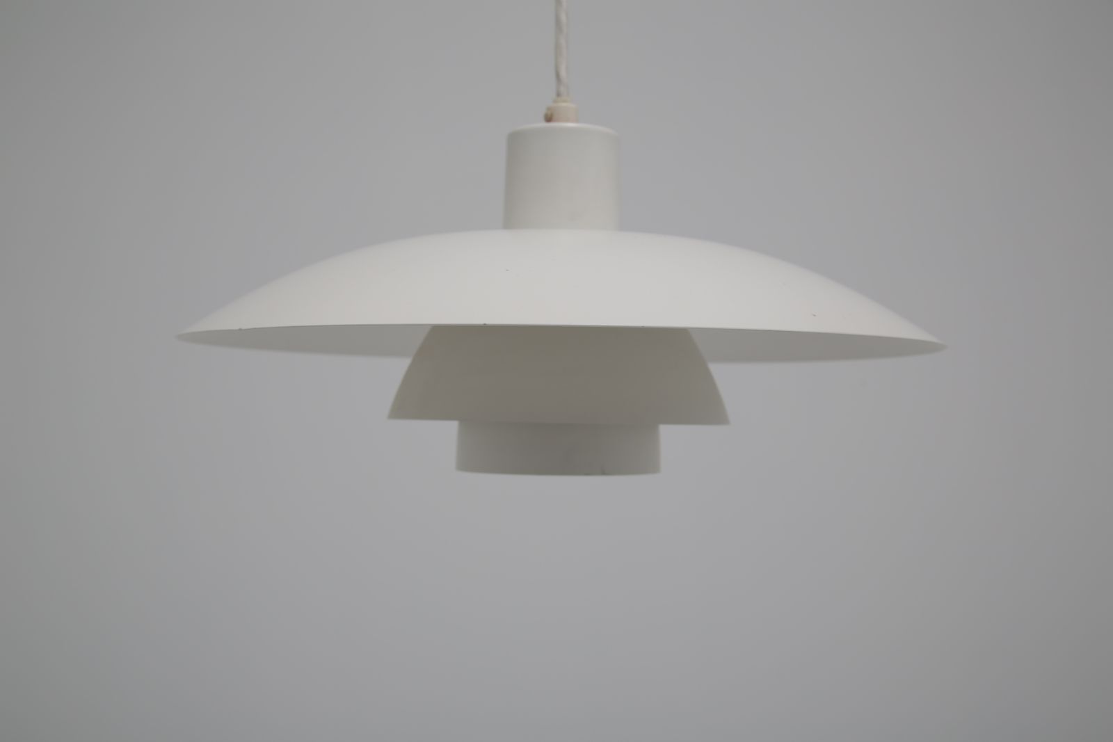 photo furniture Vintage White Pendant Light “Ph4/3” By Poul Henningsen For Louis Poulsen, Denmark, 1970s.