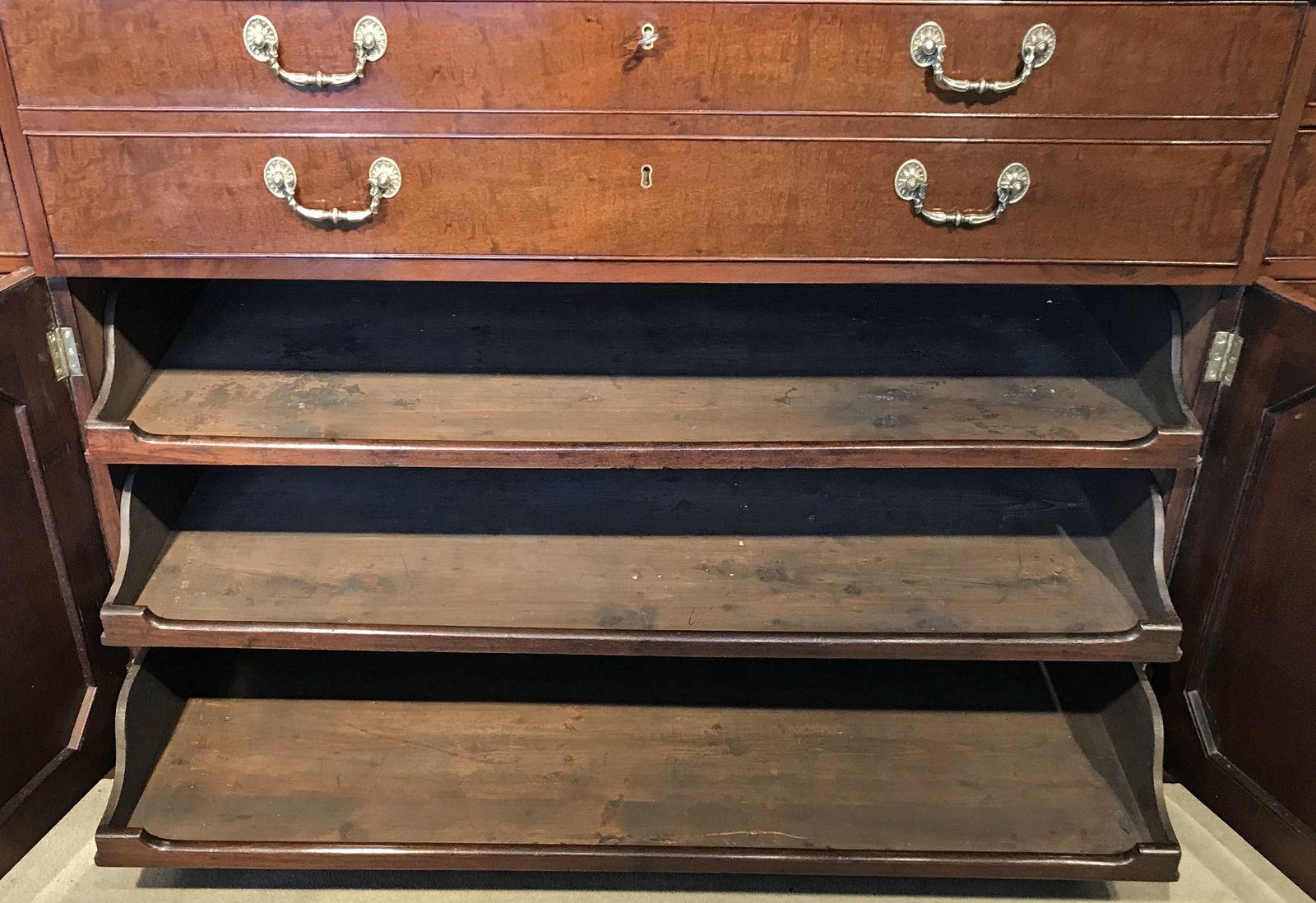 Chippendale Period Mahogany Secretaire Breakfront Bookcase photo buy