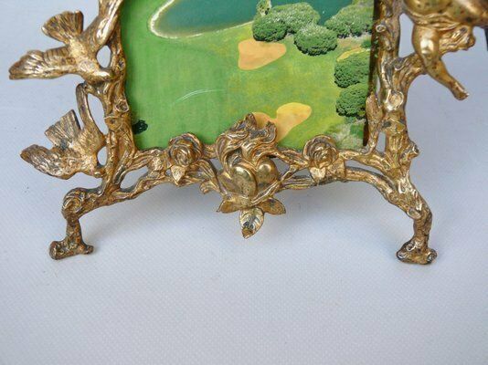 photo vintage Biedermeier Picture Frames Amor In Bronze, Set Of 2