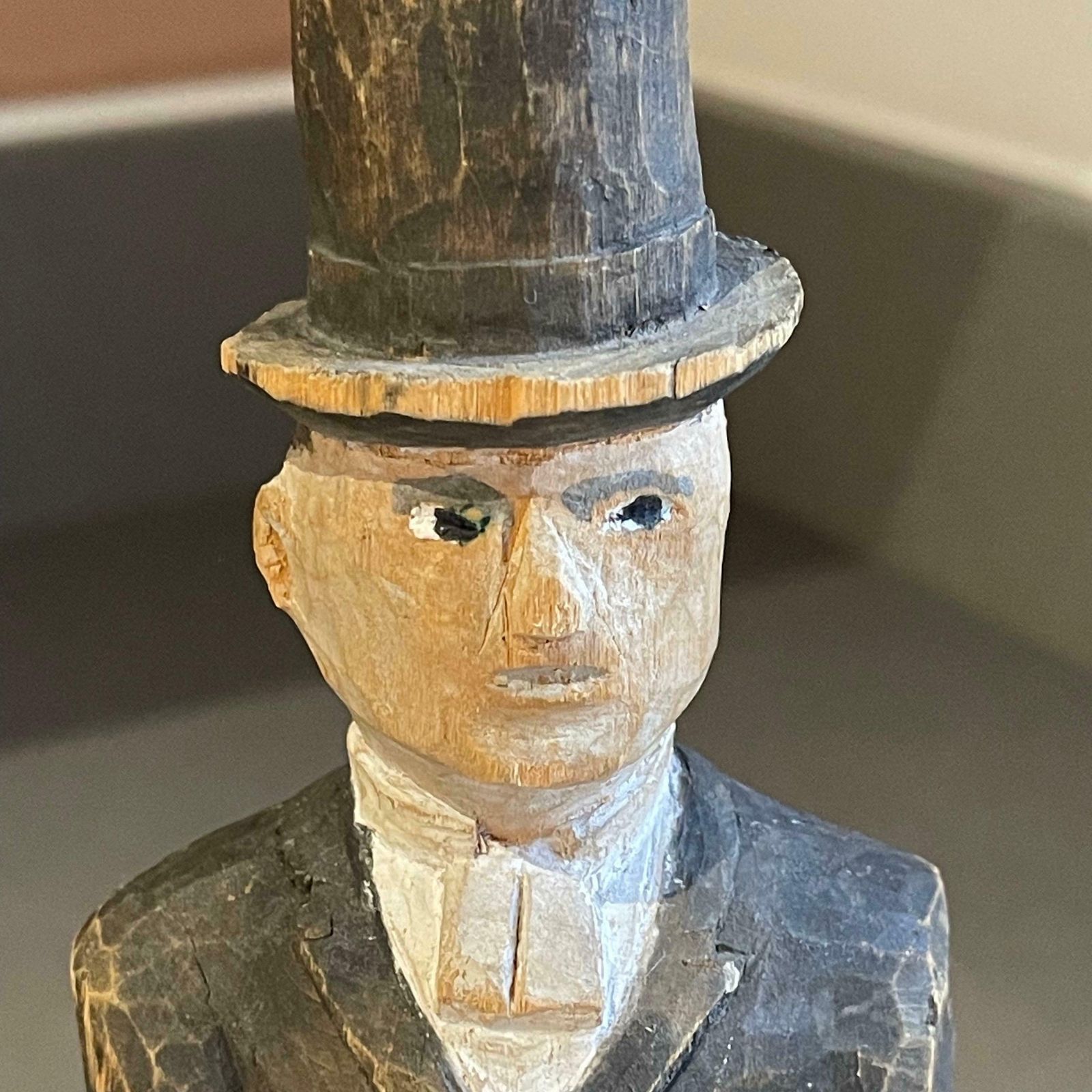 Wooden Carving Human Sculptures, Formal Dressed Antique Decorative Man Figurine photo 850.0