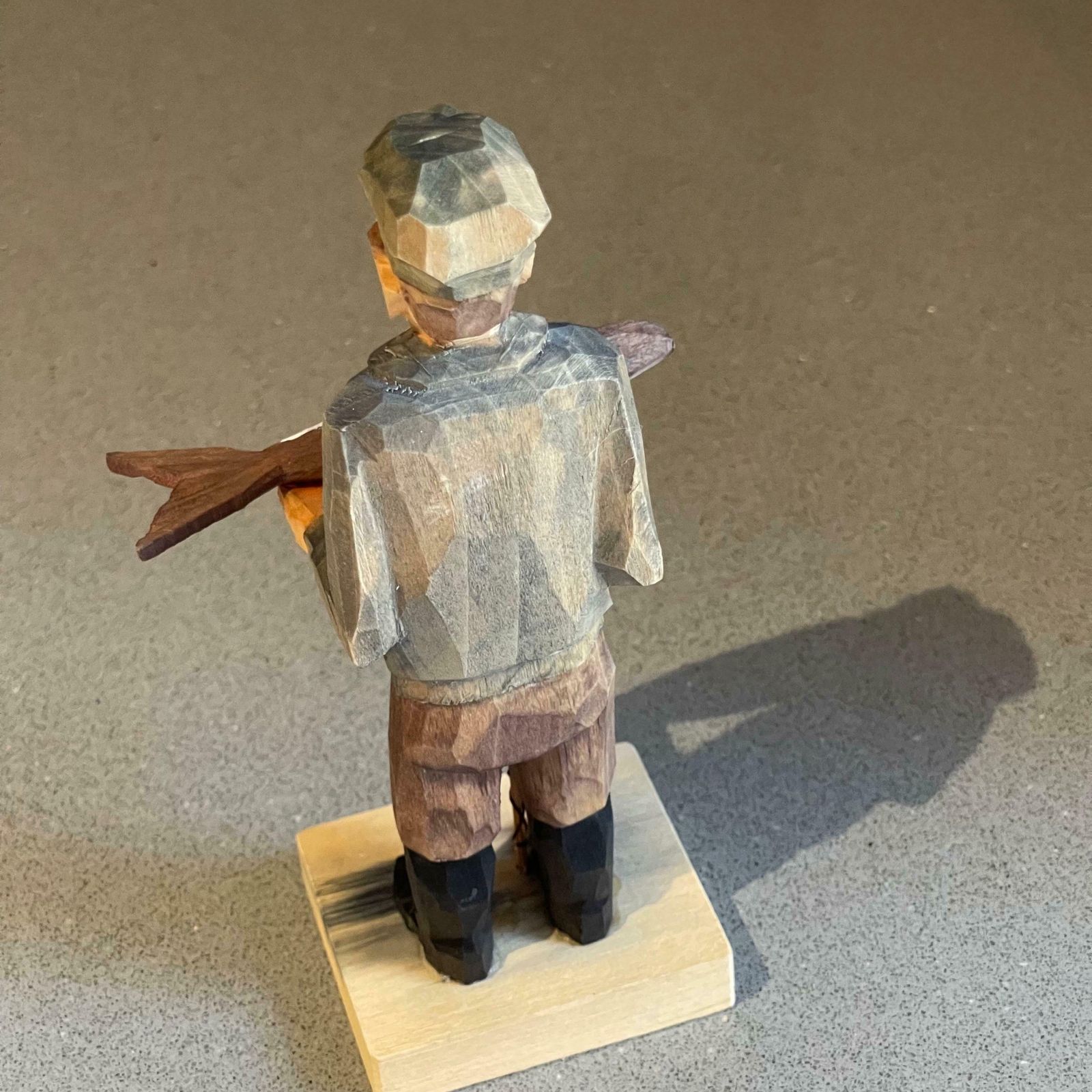 photo for sale Rare Wooden Carving Human Sculptures A Fisher Man Antique Decorative Figurine
