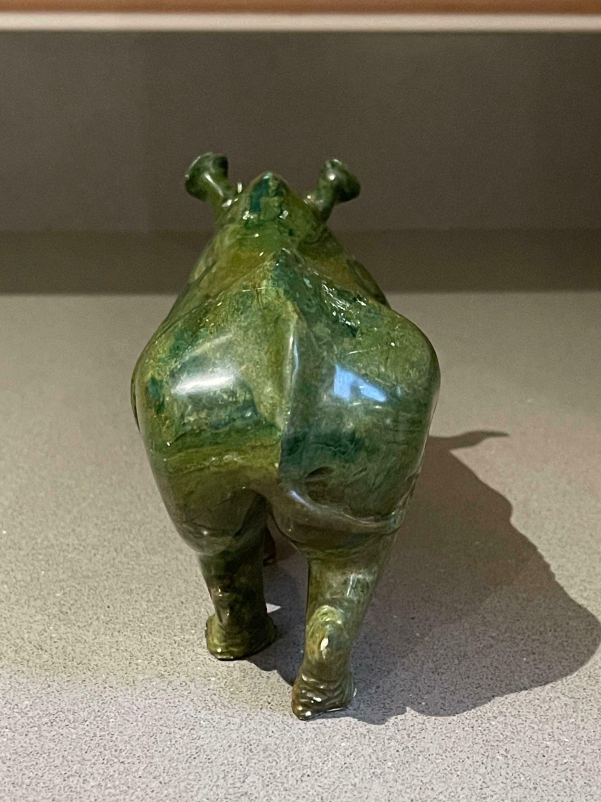 Antique Hand Carve Sculpture African Green Malachite Stone Figurine Rhinoceros photo buy
