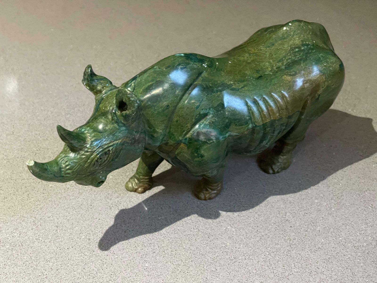 photo furniture Antique Hand Carve Sculpture African Green Malachite Stone Figurine Rhinoceros