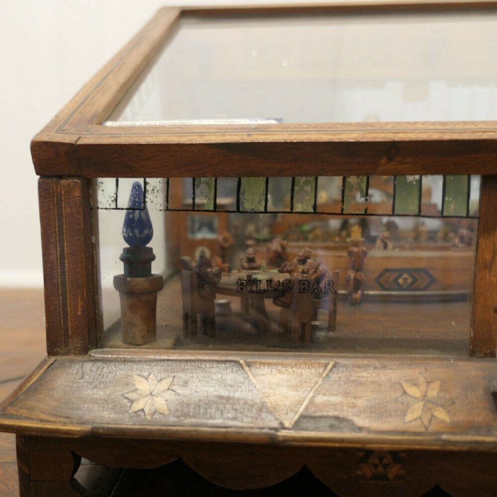 Early 20th Century American Prisoner Art Diorama Monkey Saloon Bar photo Home Decor