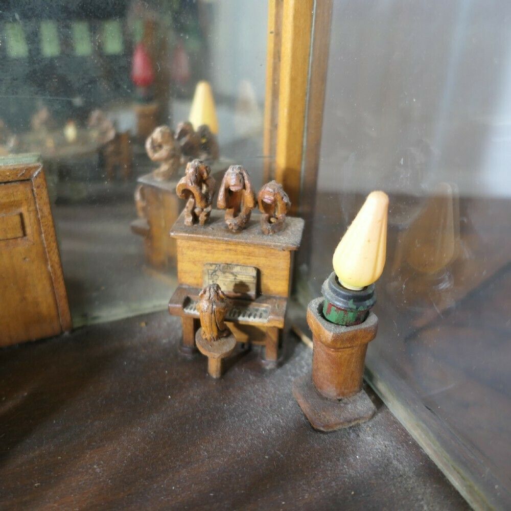Early 20th Century American Prisoner Art Diorama Monkey Saloon Bar photo buy