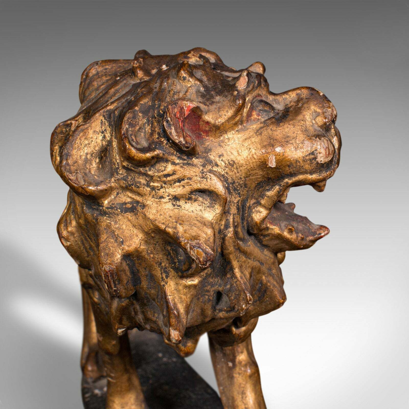photo for sale Antique Carved Lion Figure, English, Giltwood, Decorative Ornament, Mid Georgian