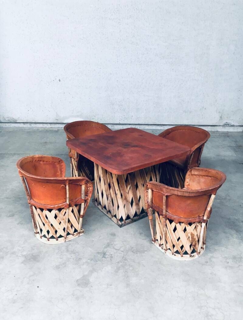 Mexican Art Populaire Artisan Made Leather Table & Chairs By Wim Rietveld photo Furniture
