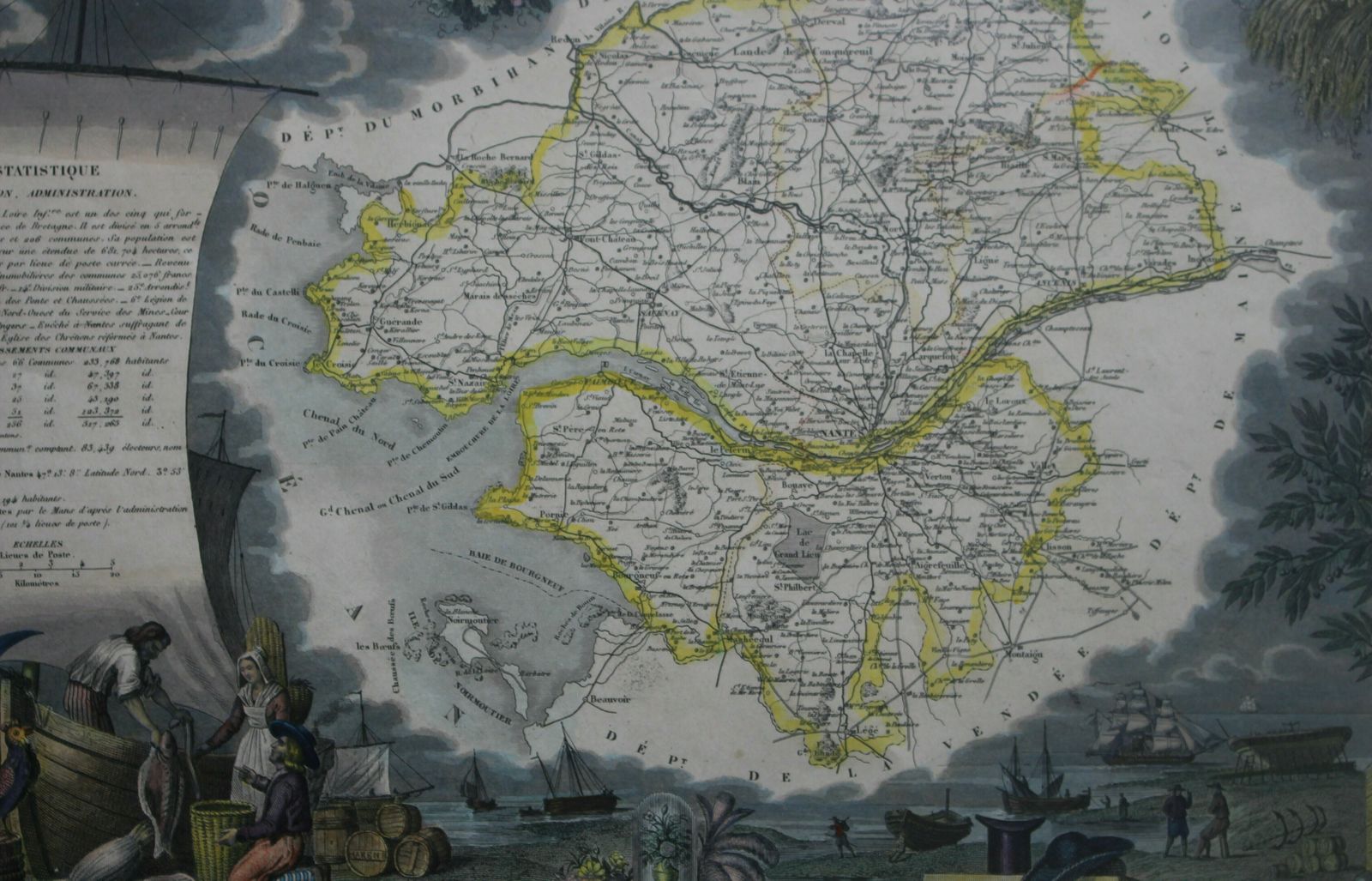Antique Map Of  The Saone And Loire By Victor Levasseur C1854 photo furniture