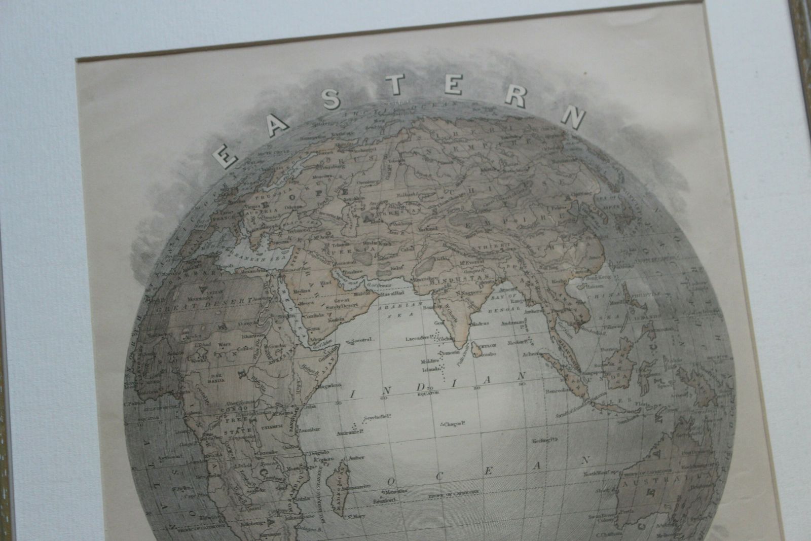The Western Hemisphere And Eastern Hemisphere Pair Of Framed Lithograph Maps 1877 photo 350.0